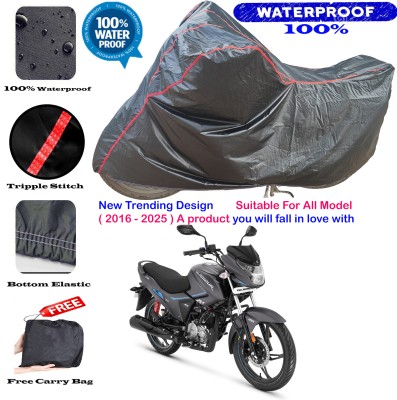 OliverX Waterproof Two Wheeler Cover for Hero(Glamour Programmed FI BS6, Black, Red)