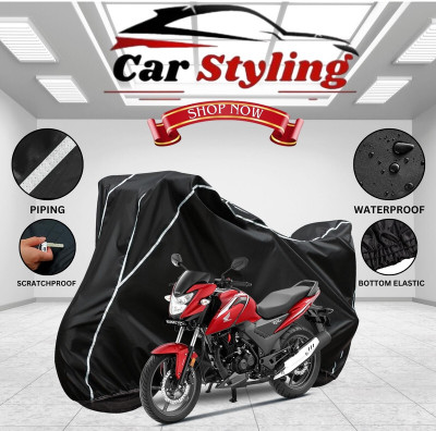 Car Styling Waterproof Two Wheeler Cover for Honda(CB Shine SP, Black, White)
