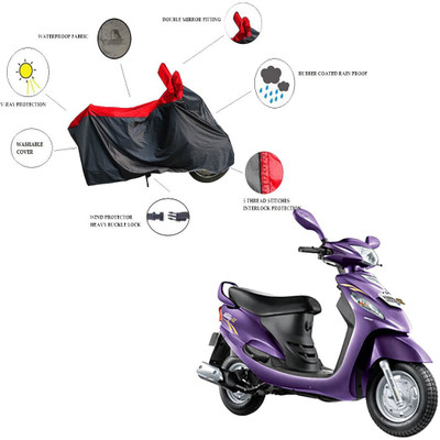 RiderShine Waterproof Two Wheeler Cover for Mahindra(Rodeo, Black, Red)