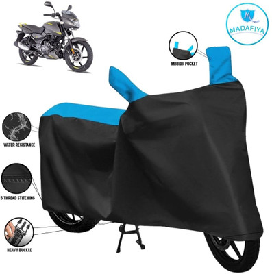 MADAFIYA Waterproof Two Wheeler Cover for Bajaj(Pulsar 150 DTS-i, Black, Blue)