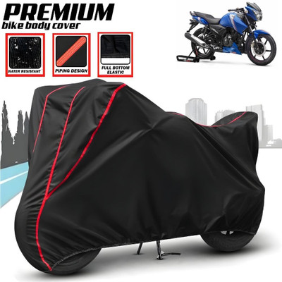 Mwiss Waterproof Two Wheeler Cover for TVS(Apache RTR 180, Black, Red)