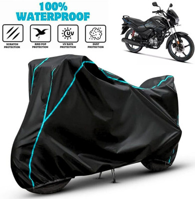 favy Waterproof Two Wheeler Cover for Hero(Passion Xpro, Black, Blue)