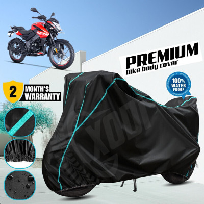 xodi Waterproof Two Wheeler Cover for Bajaj(Pulsar 125, Black, Blue)