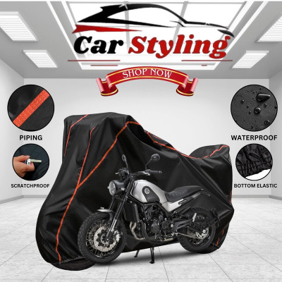Car Styling Waterproof Two Wheeler Cover for Benelli(500, Black, Red)