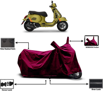 Amexride Two Wheeler Cover for Vespa(GTS Super 125, Maroon)