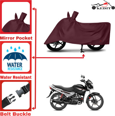 KEDIT Two Wheeler Cover for Hero(Glamour BS6, Maroon)