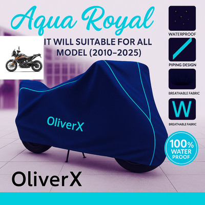 OliverX Waterproof Two Wheeler Cover for KTM(390 Adventure BS6, Blue, Red)
