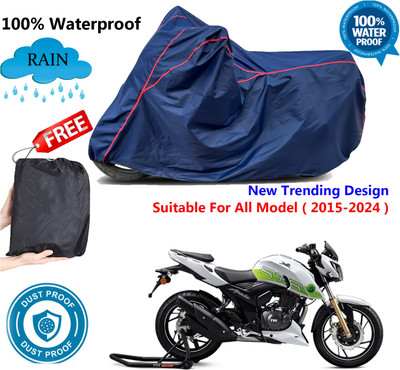AutoGalaxy Waterproof Two Wheeler Cover for TVS(Apache RTR 200 Fi E100, Blue, Red)