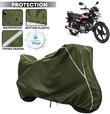 kerwa Waterproof Two Wheeler Cover for Hero(HF Deluxe, Green, White)