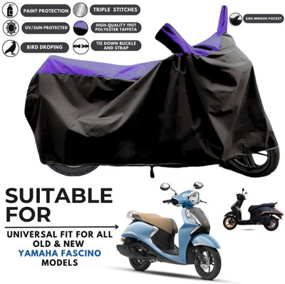 MADAFIYA Two Wheeler Cover for Yamaha(Fascino 125 BS6, Black, Purple)