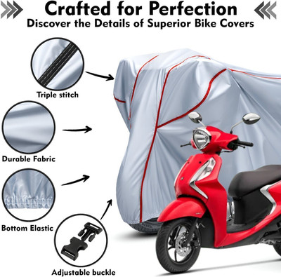 Shiv Kanha Waterproof Two Wheeler Cover for Yamaha(Fascino, Silver, Red)