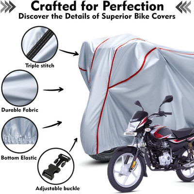 Shiv Kanha Waterproof Two Wheeler Cover for Bajaj(Platina, Silver, Red)