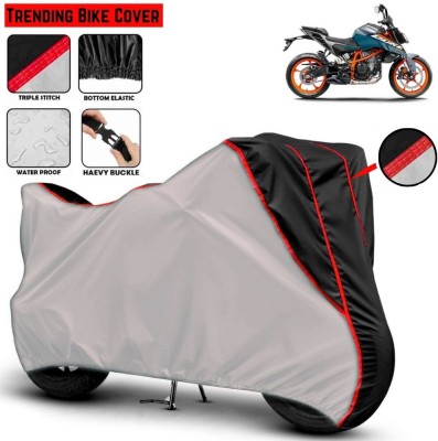 Mwiss Waterproof Two Wheeler Cover for KTM(390 Duke, Silver, Black)