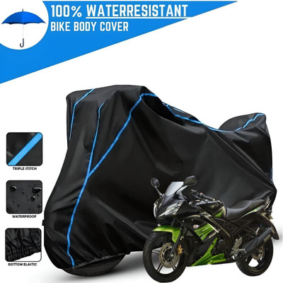 OliverX Waterproof Two Wheeler Cover for Yamaha(R15, Black, Blue)