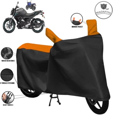 ZAQE Waterproof Two Wheeler Cover for Yamaha(FZ-S Fi Version 3.0, Black, Orange)