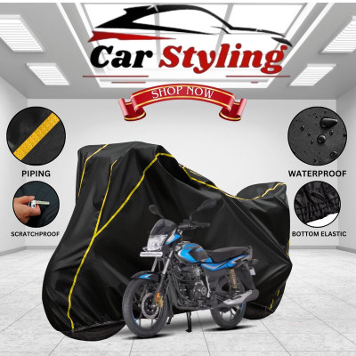 Car Styling Waterproof Two Wheeler Cover for Bajaj(Platina 110, Black, Yellow)