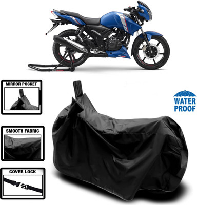 HWSXQAE Waterproof Two Wheeler Cover for Universal For Bike(Apache RTR 160, Black)