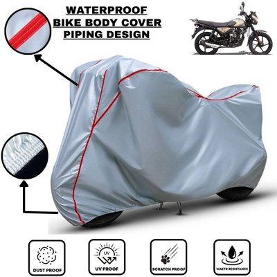 LE PRA Waterproof Two Wheeler Cover for Bajaj(CT110, Silver, Red)