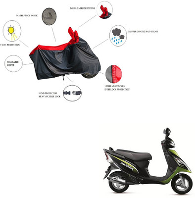 RiderShine Waterproof Two Wheeler Cover for TVS(Scooty Streak, Black, Red)
