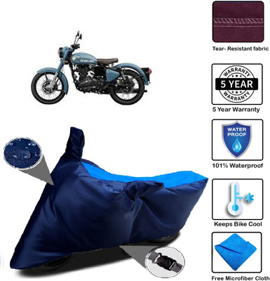 MISSION COLLECTION Waterproof Two Wheeler Cover for Royal Enfield(Classic 350, Blue)