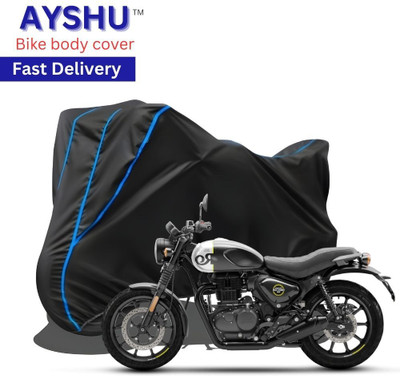 AYSHU Waterproof Two Wheeler Cover for Royal Enfield(Hunter 350, Black, Red)