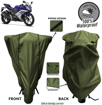 MADAFIYA Two Wheeler Cover for Yamaha(R15S, Green, Black)