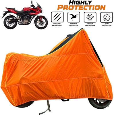 ZAQE Waterproof Two Wheeler Cover for Bajaj(Pulsar AS 150, Black, Orange)
