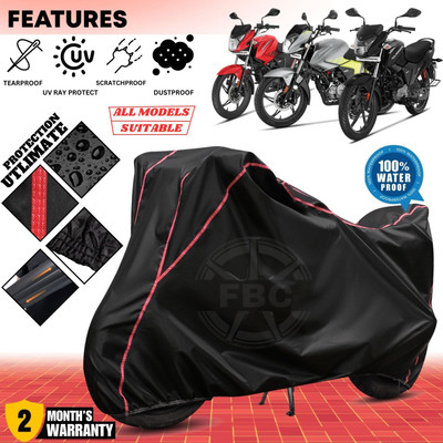 AutoGalaxy Waterproof Two Wheeler Cover for Hero(Glamour, Black, Red)