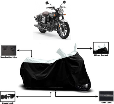 Amexride Two Wheeler Cover for Royal Enfield(Classic Gunmetal BS6, White)