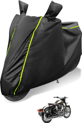 MOCKHE Waterproof Two Wheeler Cover for Royal Enfield(Classic Chrome, Black)