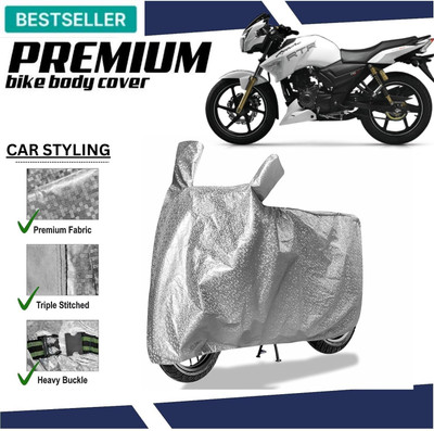 Car Styling Waterproof Two Wheeler Cover for TVS(Apache, Silver)