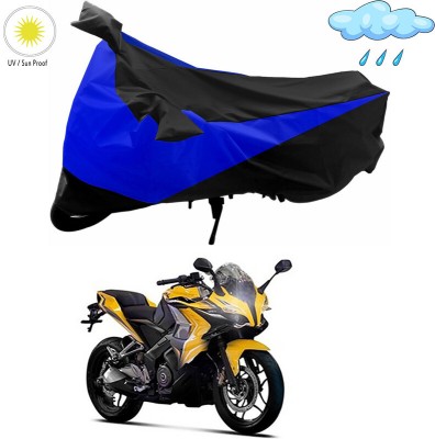 Genipap Two Wheeler Cover for Bajaj(Pulsar SS400, Black, Blue)