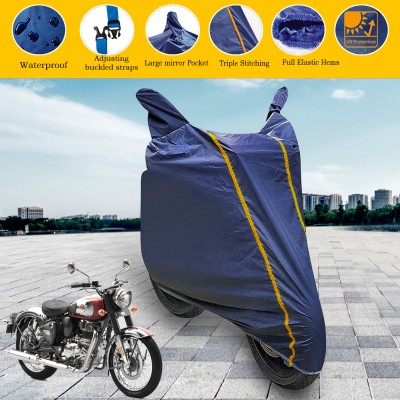 GARREGE Waterproof Two Wheeler Cover for Royal Enfield(Classic Chrome, Blue)