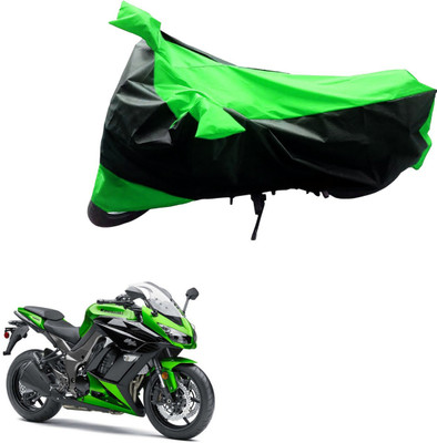 Mdstar Waterproof Two Wheeler Cover for Kawasaki(Z250, Black, Green)