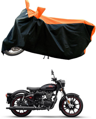 DeepShakshi AUTOMOTIVE Waterproof Two Wheeler Cover for Royal Enfield(Classic Stealth Black BS6, Orange)