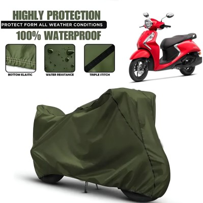 Starvin Waterproof Two Wheeler Cover for Yamaha(Fascino, Green, Black)