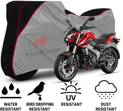 pocket bazar Waterproof Two Wheeler Cover for Bajaj(Pulsar SS400 BS6, Silver, Black)