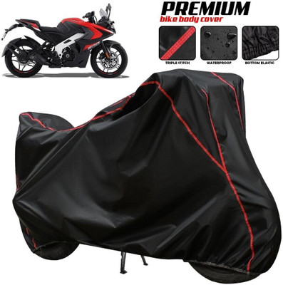 OliverX Waterproof Two Wheeler Cover for Bajaj(Pulsar RS 200, Black, Red, Multicolor)