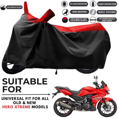 ZAQE Two Wheeler Cover for Hero(Xtreme 200S, Black, Red)