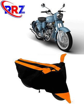 RRZ Waterproof Two Wheeler Cover for Royal Enfield(Squadron Blue, Black, Orange)