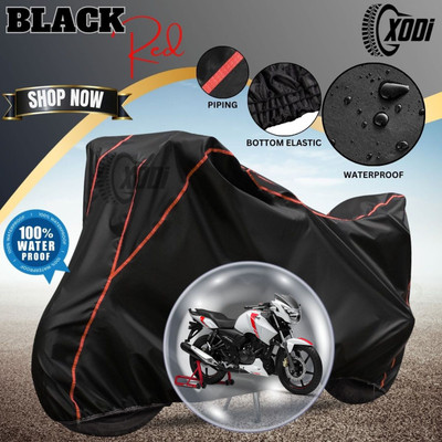 xodi Waterproof Two Wheeler Cover for TVS(Apache RTR 160, Black, Red)