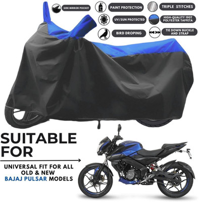 MADAFIYA Two Wheeler Cover for Bajaj(Pulsar NS-160 BS6, Black, Blue)