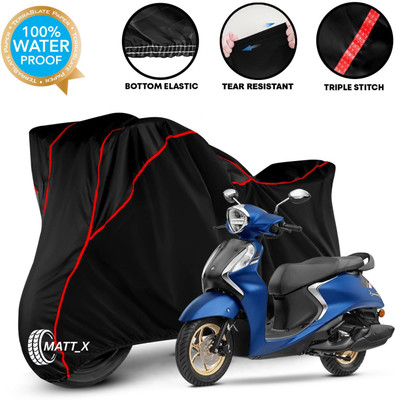 MATT_X Waterproof Two Wheeler Cover for Yamaha(Fascino 125, Black, Red)