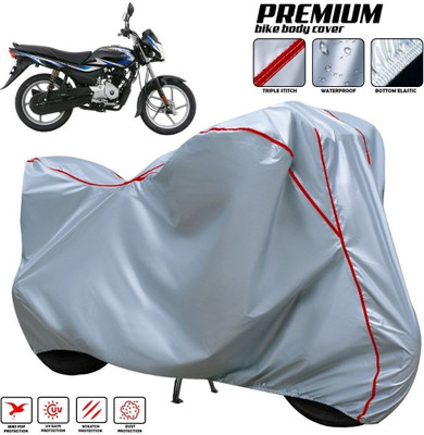 SThanaveX Waterproof Two Wheeler Cover for Bajaj(Platina, Silver, Red, Multicolor)