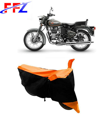 FFZ Waterproof Two Wheeler Cover for Royal Enfield(Bullet 500, Black, Orange)