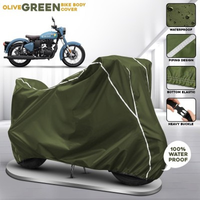 FBC Waterproof Two Wheeler Cover for Royal Enfield(Bullet 350 New BS6, Green)