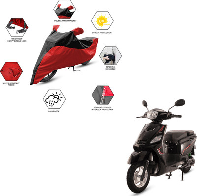 FurniGully Two Wheeler Cover for Hero(Electric NYX HS500 ER BS6, Black, Red)