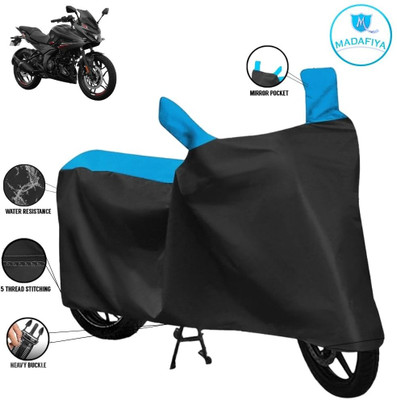 MADAFIYA Waterproof Two Wheeler Cover for Bajaj(Pulsar 250, Black, Blue)