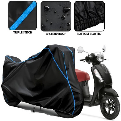 Kishori Enterprises Waterproof Two Wheeler Cover for TVS(Access 125, Black, Blue)