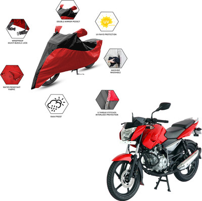 FurniGully Two Wheeler Cover for Bajaj(Pulsar 135, Black, Red)